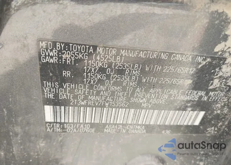 2015 Toyota Rav4 Xle z USA, uszkodzony, nr VIN 2T3WFREV7FW153562